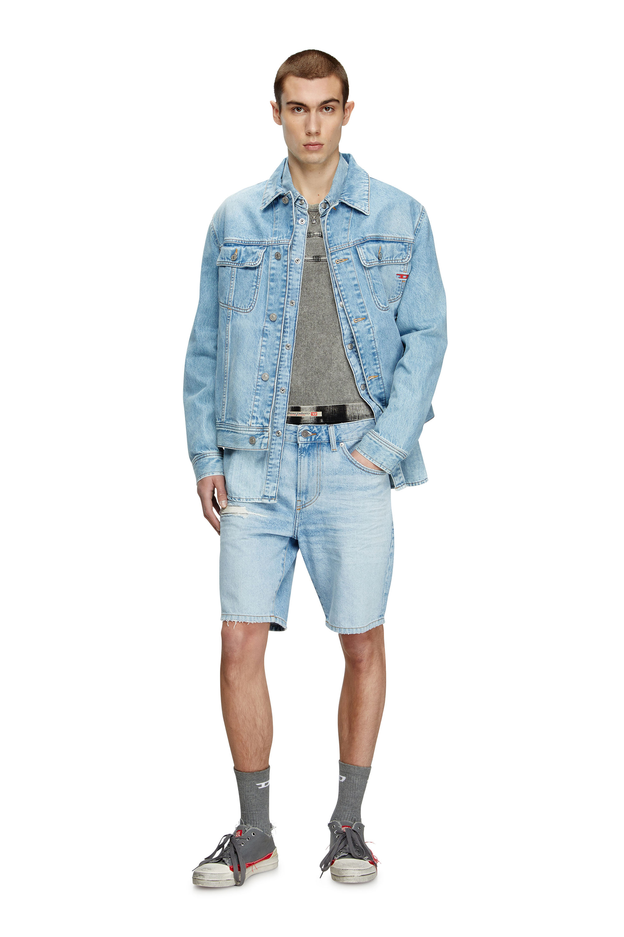 Diesel - D-FIN, Man's Slim denim shorts in Light Blue - 3
